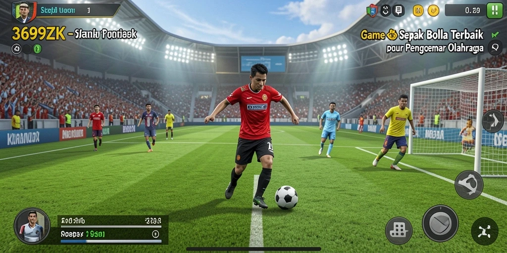 Screenshot gameplay <strong>369ZK</strong> menampilkan aksi seru di lapangan sepak bola.