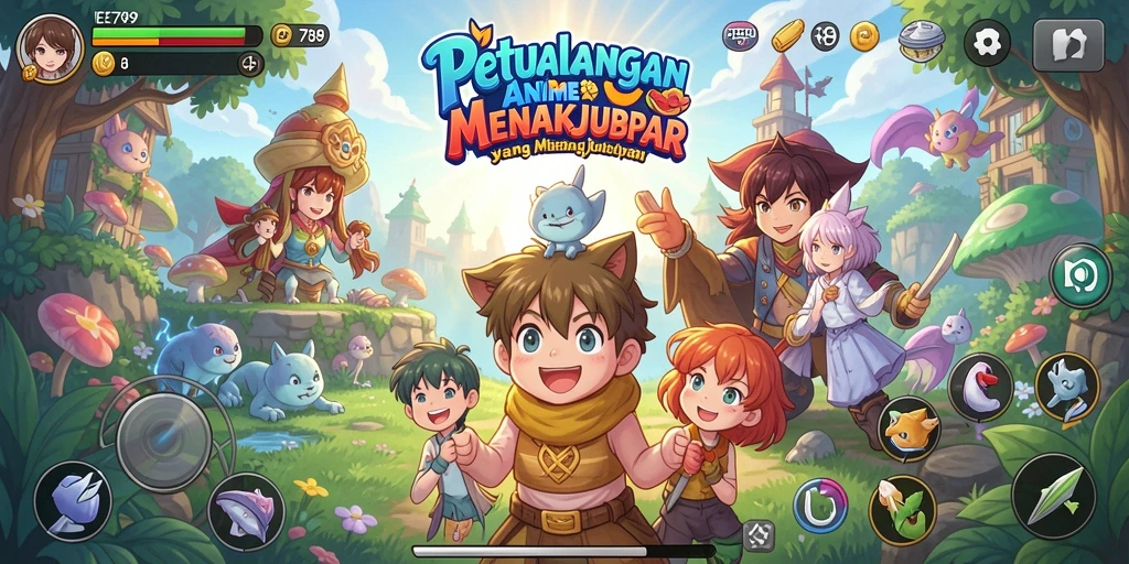 Tampilan utama gameplay EE789 yang penuh aksi dan karakter anime.