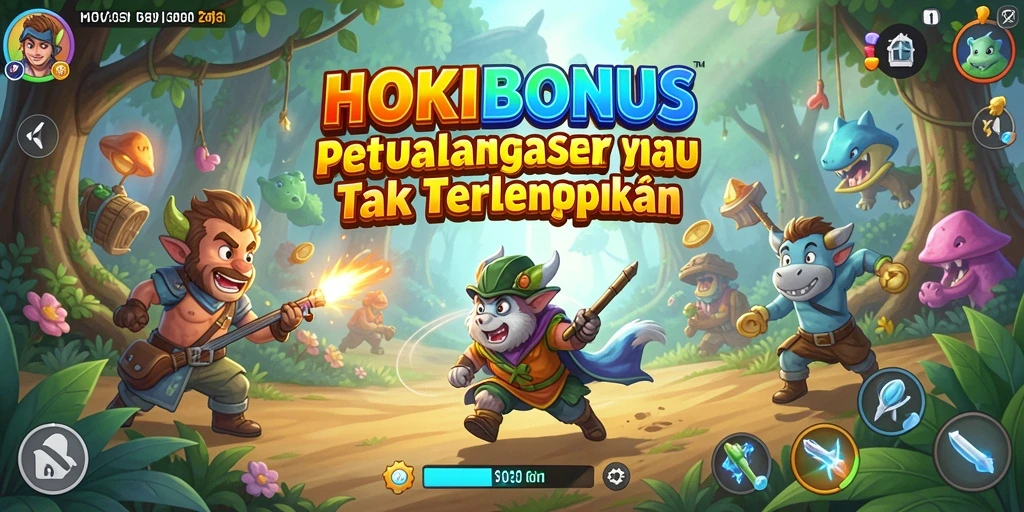 Tangkapan layar HOKIBONUS yang menampilkan aksi petualangan seru.