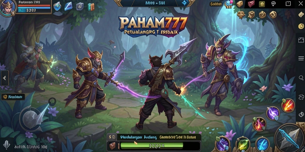 Screenshot utama PAHAM777 menampilkan aksi pertempuran mendebarkan dalam dunia fantasi.