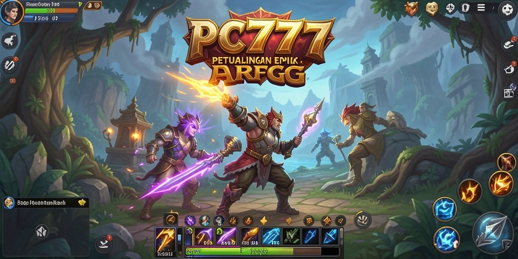 Tampilan spektakuler dari gameplay ARPG PC777 di dunia fantasi.