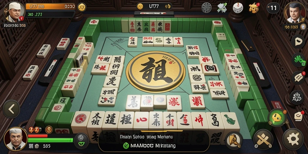 Tampilan gameplay seru UT77 dengan elemen Mahjong yang menarik.