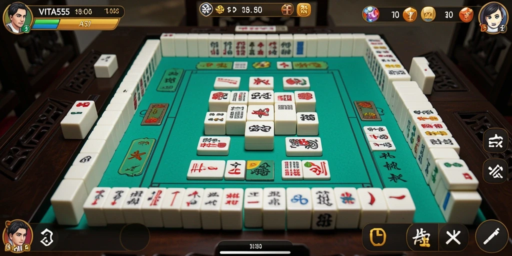 Screenshot gameplay VITA555 yang menunjukkan keseruan bermain Mahjong.